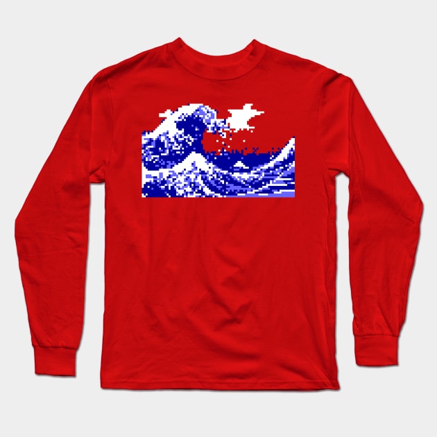 Pixel Tsunami Long Sleeve T-Shirt by tinybiscuits